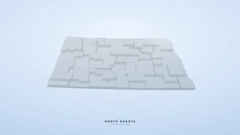 North Dakota USA state map 3D animation seamless loop Stock Footage 341068208