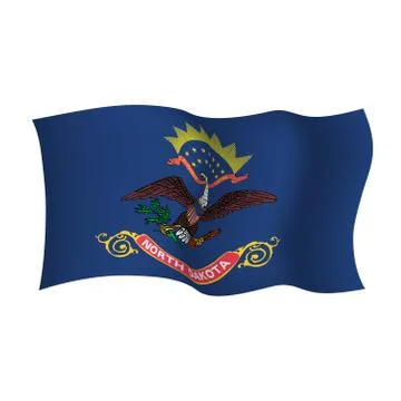 North Dakota waving vector state flag. United States of America Stock Illustration