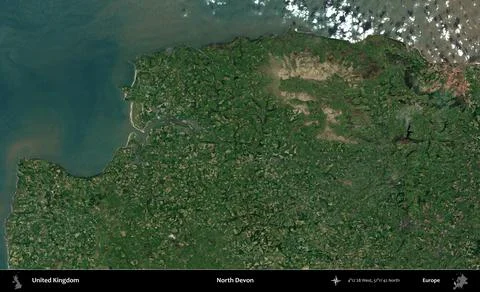 North Devon. Administrative area of United Kingdom on a satellite A imagery Ilustración de archivo