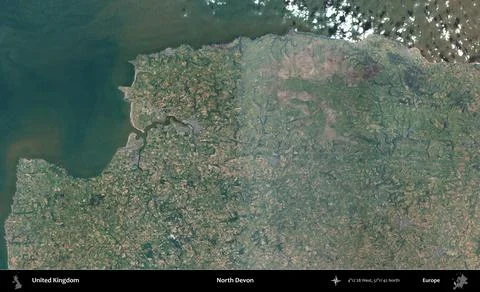North Devon. Administrative area of United Kingdom on a satellite B imagery Stock Illustration