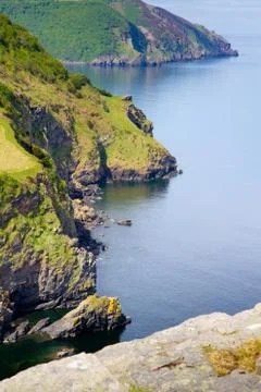 North Devon coast view at the Valley of Rocks near Lynton and Lynmouth Stock Photos