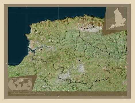North Devon, England - Great Britain. High-res satellite. Major cities Stock Illustration