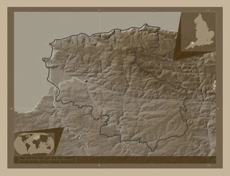 North Devon, England - Great Britain. Sepia. Capital Stock Illustration