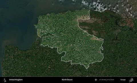 North Devon highlighted, United Kingdom. Satellite A 스톡 일러스트