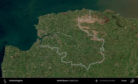 North Devon outlined, United Kingdom. Sentinel. April 2021 스톡 일러스트