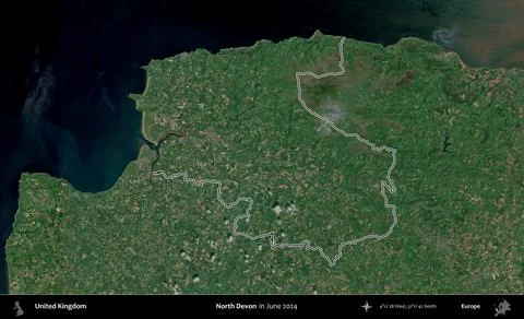North Devon outlined, United Kingdom. Sentinel. June 2024 스톡 일러스트