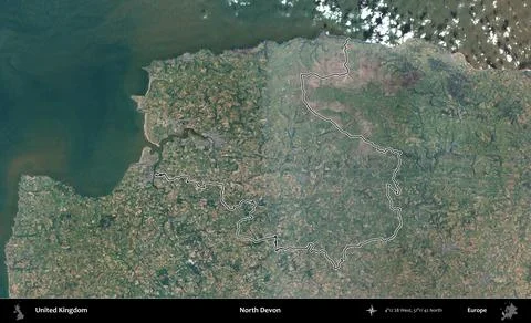 North Devon outlined, United Kingdom. Satellite B Illustrazione stock