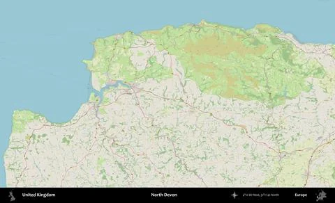North Devon, United Kingdom. OpenStreetMap German Stock Illustration