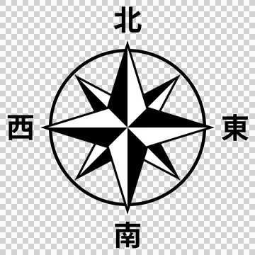 North direction icon for map, Japanese Kanji letters Stock Illustration
