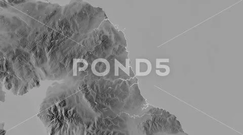 North East, United Kingdom. Grayscaled map with lakes and rivers Stock Illustration