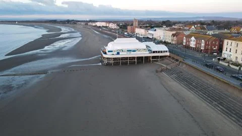 North facing view of the beach in Burnham-on-Sea, Somerset Stock Photos