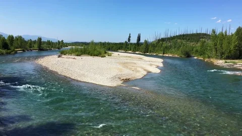 North Fork Flathead River in Glacier National Park Stock Footage 78292308