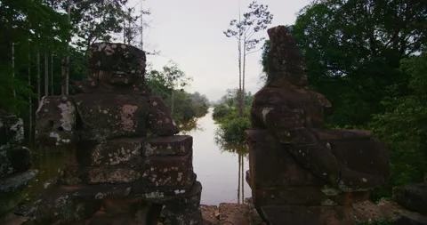The North Gate During Sunset Time at Angkor Thom in Siem Reap, Cambodia Stock Footage 149295765