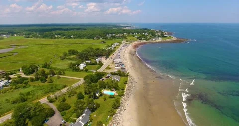 North Hampton beach aerial view, North Hampton, NH, USA Stock Footage 219808351