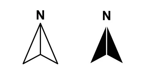North icon in black and white. vector icon pack for websites Stock Illustration