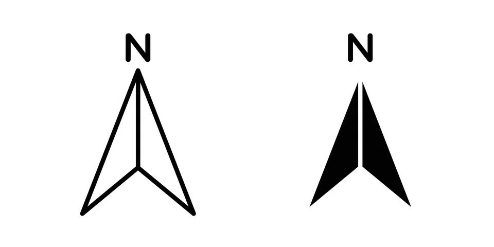 North icon black vector isolated on white Stock Illustration
