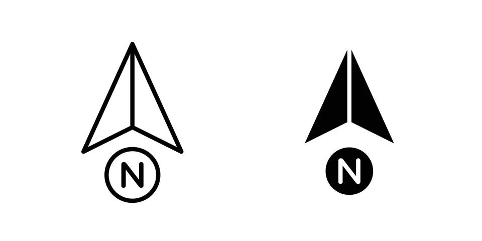 North icon solid, line, and editable vector set. Stock Illustration