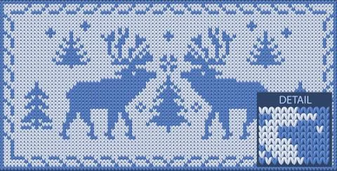 North knitted pattern with deers Stock Illustration