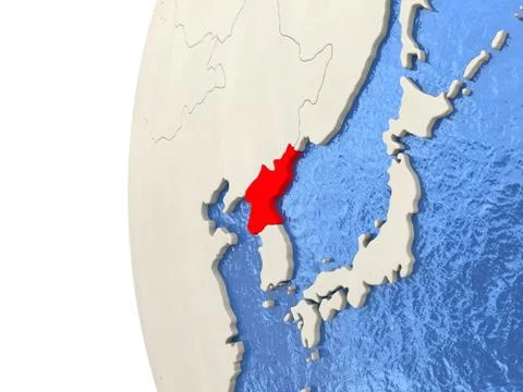 North Korea on 3D globe Stock Illustration