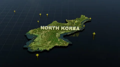 North Korea 3D Map With Animation Stock Footage 308952337