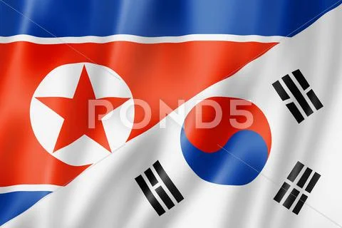 North korea and south korea flag Stock Illustration