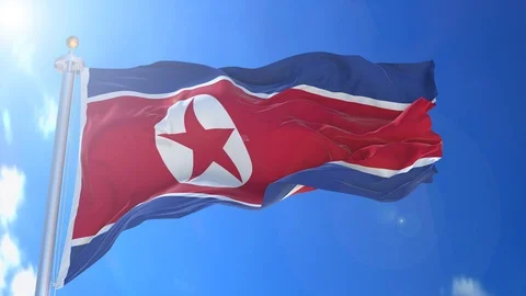 North Korea animated flag pack in 3D and green screen Stock Footage 119932367
