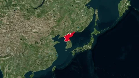 North Korea Border Highlighted on Global Map Animation 4K 库存影片 330383416