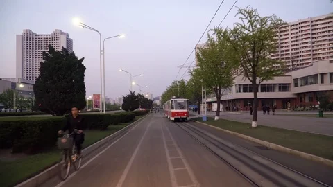 North Korea, Camera car through the streets of a deserted Pyongyang Stock-Footage 89804589