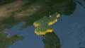 North Korea extruded. Blue Marble. 4k or 4k+ Resolution