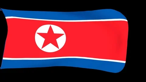 North Korea flag. 3D rendering, loop able with alpha channel, close up 動画素材 75002949