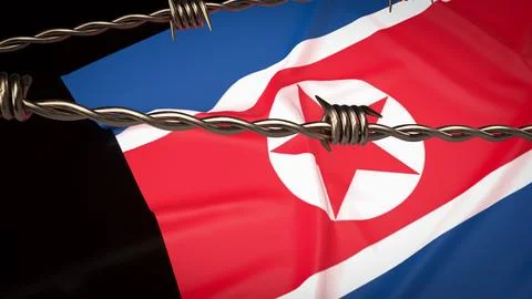 The North Korea flag for Background 3d rendering. Stock Illustration