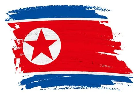 North Korea flag background paint splash brushstroke 3d illustration Stock Illustration