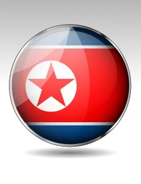 North korea flag button Stock Illustration