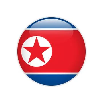 North Korea flag on button 스톡 일러스트