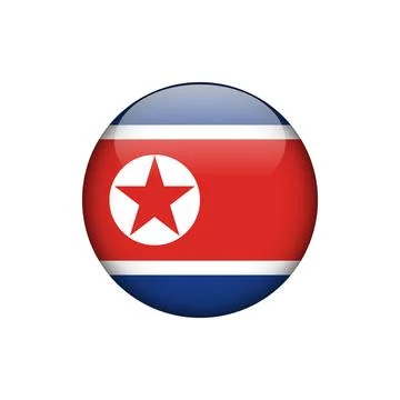 North Korea Flag Circle Button Vector Template Stock Illustration