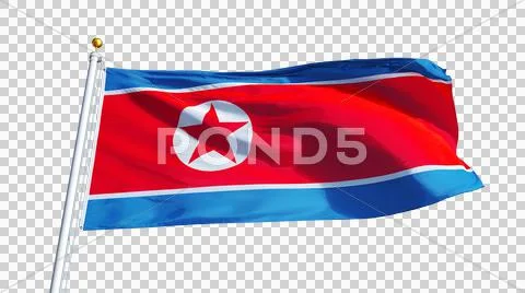North Korea flag, close up, isolated with alpha channel Stock Photos