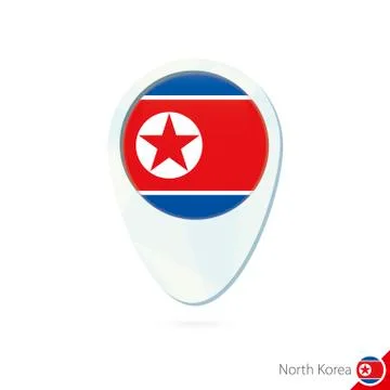 North Korea flag location map pin icon on white background. Stock Illustration