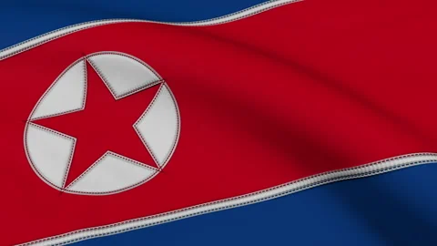 North Korea Flag Loop Stock Footage 241214539