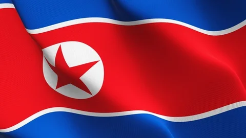 North Korea flag loop waving on wind. Stock Footage 119242684