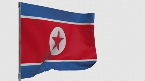 North Korea flag on pole Stock Footage 148725214