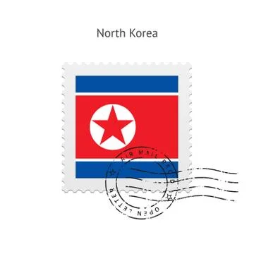 North Korea Flag Postage Stamp Stock Illustration