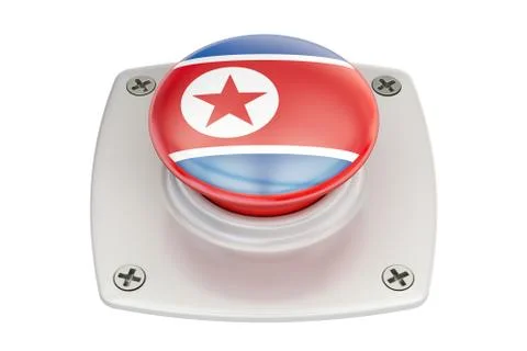 North Korea flag push button, 3D rendering 스톡 일러스트
