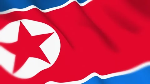 North Korea Flag Seamless Loop 4k 60fps on Sky Background Stock Footage 340345585