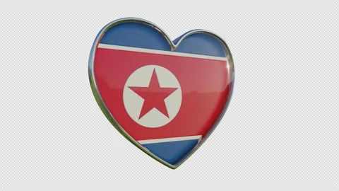 North Korea Flag in the Shape of 3D Heart. Stock Footage 144469997