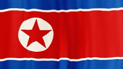 North Korea flag sways with the breeze. Stock Footage 80920291