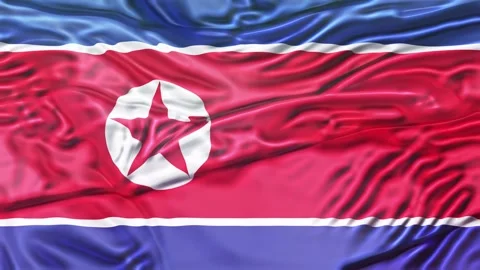 North Korea Flag Waving 3D Animation Loop. Video stock 336606010