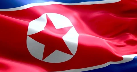 North korea flag waving texture fabric background Stock Footage 72958619