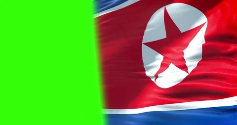 North korea flag waving texture fabric background, crisis of north and south Stock Footage 89514166