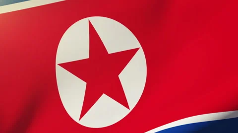 North Korea flag waving in the wind. Looping sun rises style.  Animation loop Vídeos de archivo 48972758