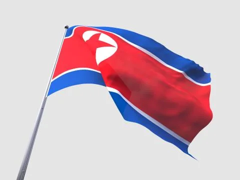 North Korea flying flag isolate on white background. Stock Illustration